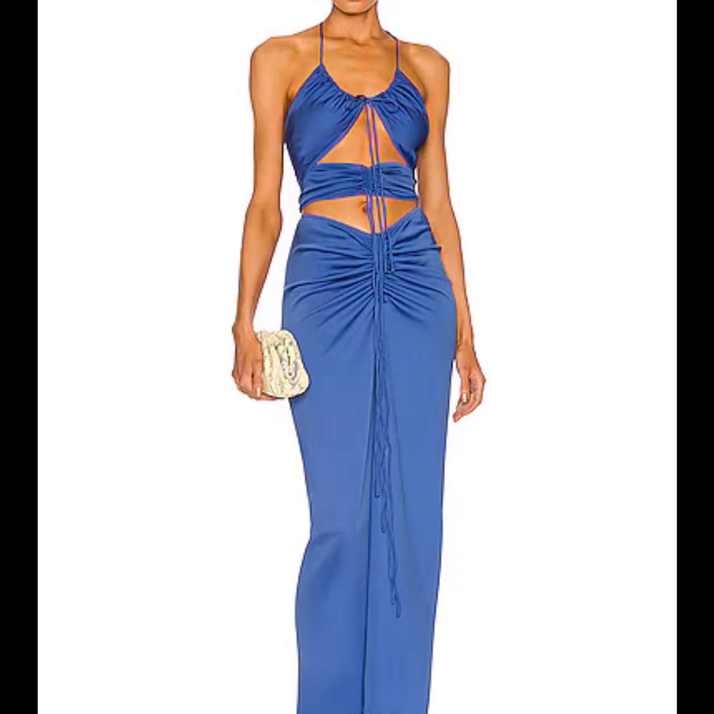CHRISTOPHER ESBER Multi Panel Disconnect Ruched Halter Dress